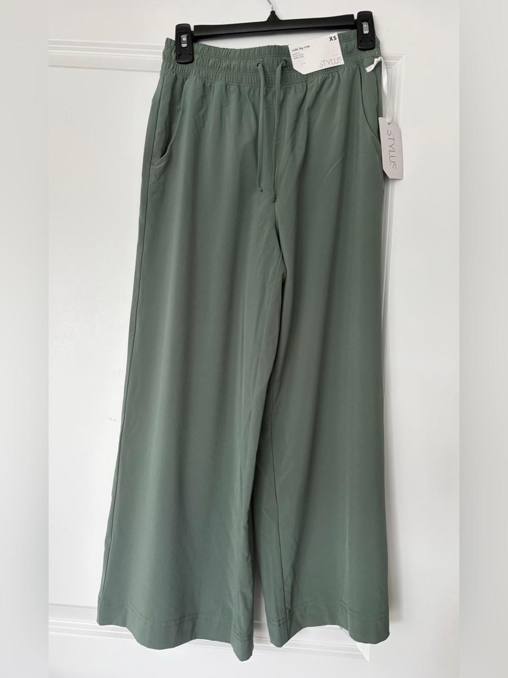 Women’s XS cropped Wide-Leg Drawstring Pants - Olive Green